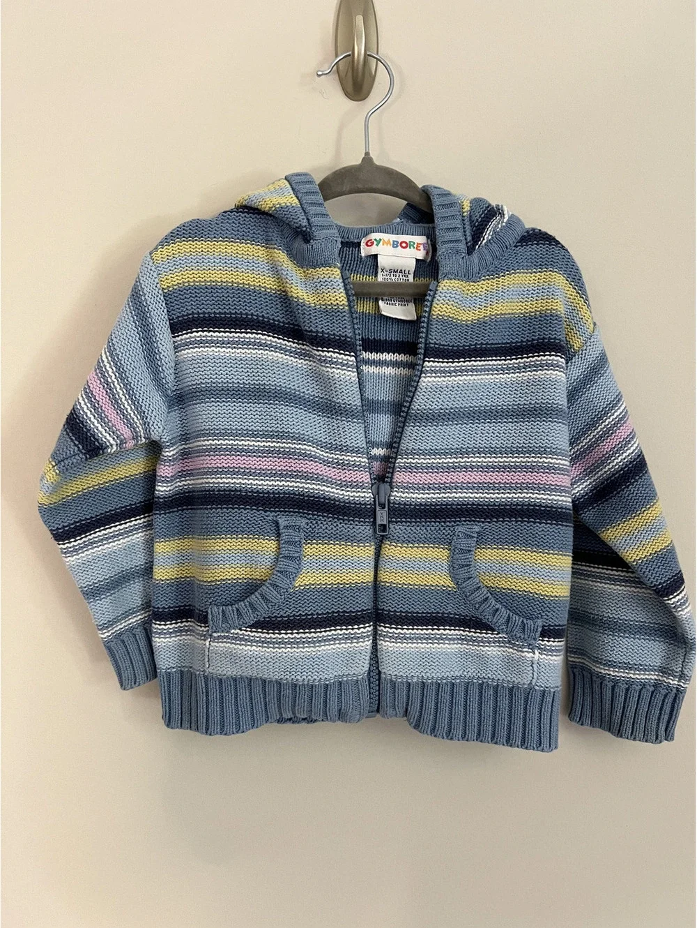 Vintage Rainbow Tag Gymboree 1999 Cotton Knit Zip Up Sweater Hoodie